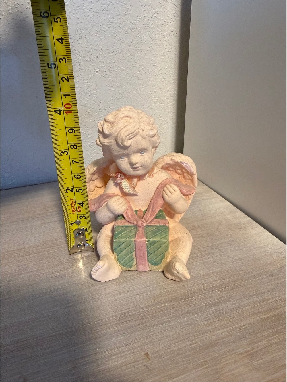 Vintage RUSS Angels Of Love Cherub Angel Figurine Holding a Gift Box